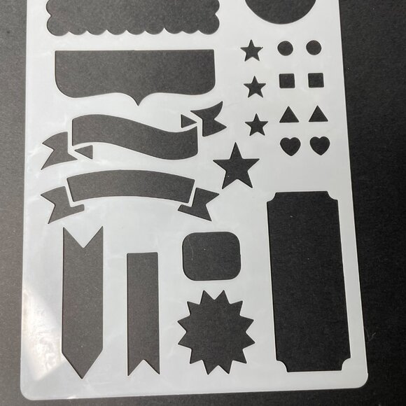 Reusable Art Planner Stencil Scalloped Box Tear Drop Flags Banners Checklist Box - Picture 3 of 3